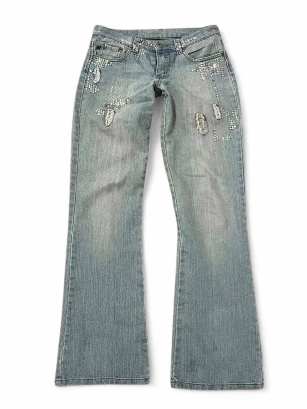 Embellished Light Wash Women’s Flare Jeans
